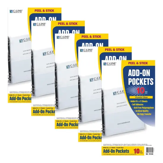 Add-On Filing Pocket, 8-3/4" x 5-1/8", 10 Per Pack, 5 Packs {1}