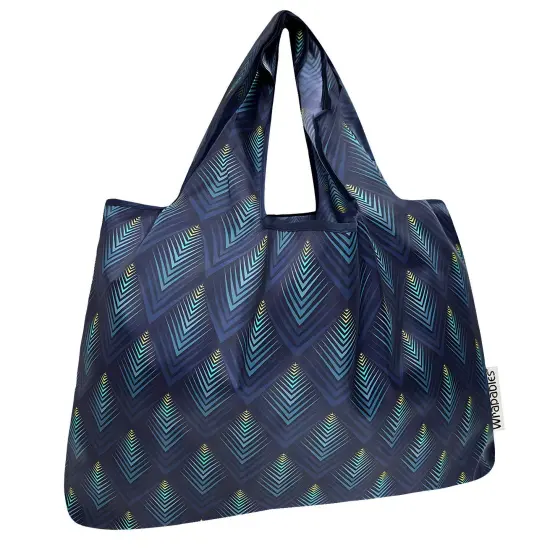 Wrapables Large Foldable Tote Nylon Reusable Grocery Bags, Blue Echo {1}
