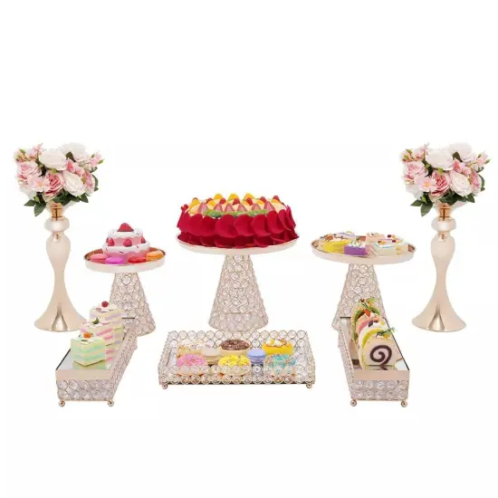 8 PCS Cakes Stand Set Crystal Cupcakes Plate Holder Display Tower Party Wedding {3}