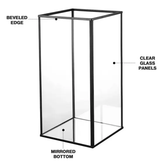 Small Hurricane Candle Holder Set of 3 Pieces, Black Glass Candle Holder {4}