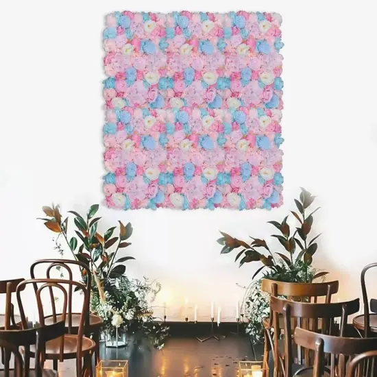 6x Artificial Flower Wall Panel Rose Hydrangea Bouquet Wedding Party Decorations {2}