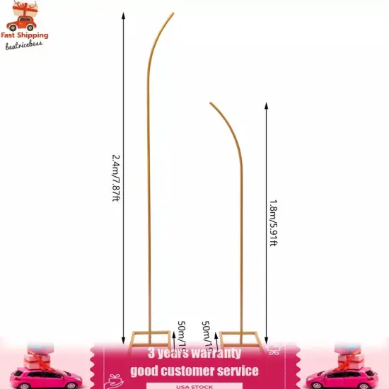 Set of 2 Gold Metal Wedding Arch Rack Flowers Frame Stand Party Backdrop Decor {3}