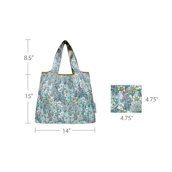 Wrapables Medium Foldable Tote Nylon Reusable Grocery Bag (Set of 2), Spring Flora {2}