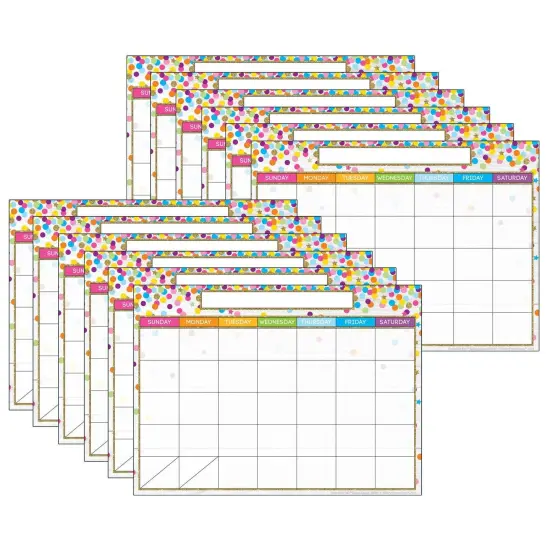 Smart Poly Single Sided PosterMat Pals Space Savers, Calendar Confetti Style, 13" x 9.5", 12 Per Pack {1}