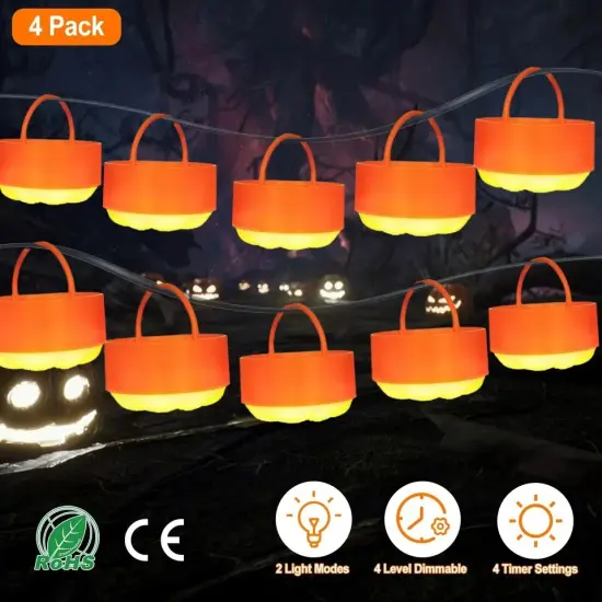 4 Pack Halloween Pumpkin Lights Battery LED Candles Remote Control Party Decor {5}