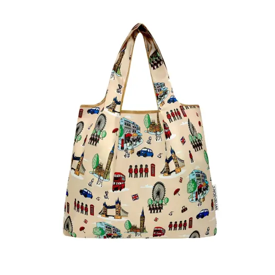 Wrapables Medium Foldable Tote Nylon Reusable Grocery Bag (Set of 2), Britain {3}