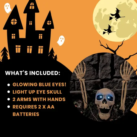 Light-Up Skeleton Grave Breaker Halloween Decor {4}