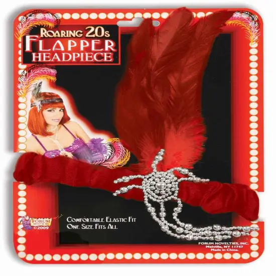 20's Charleston Flapper Red Adult Headpiece {1}
