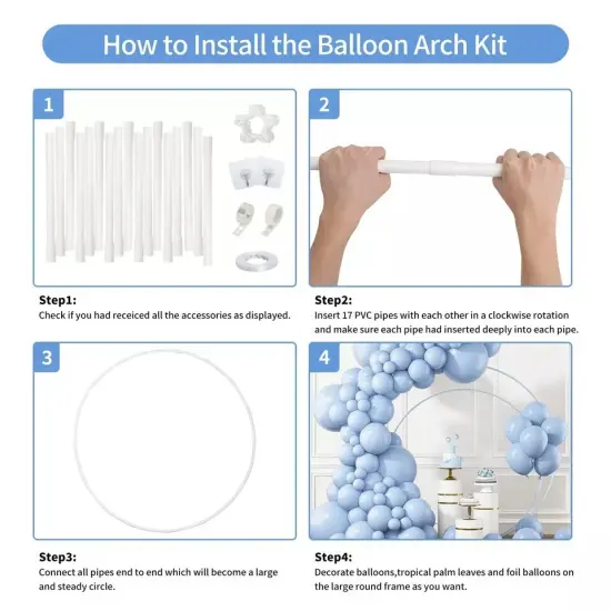 RUBFAC Round Balloon Arch Kit, 62 Inches Reusable Round Backdrop Stand {3}