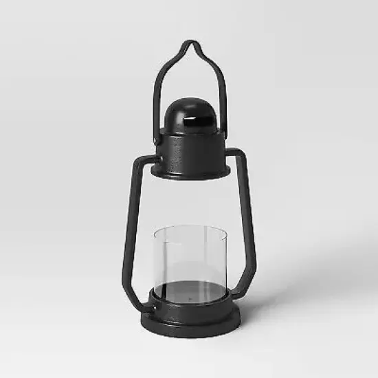 12" Aluminum Outdoor Lantern Candle Holder Black - Smith & Hawken {1}