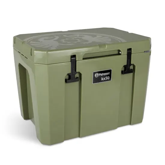 Petromax Large Capacity Hard Cooler Box, Olive 52.8 Qt Insulated Ice Chest, Keep Food Cold for Multi Day Outdoor Camping {1}
