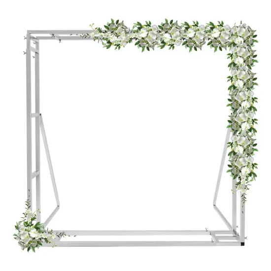 9.8ft Silver Wedding Arch, Metal Framework Heavy Duty Photography Backdrop Stand {2}