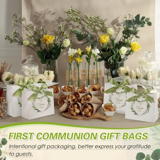 50 Pack Mini Thank You Gift Bags with Bow Ribbon {5}