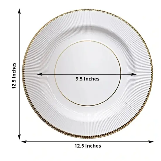 WHITE GOLD 25 Round 13" PAPER CHARGER PLATES Metallic Rim Party Events Tableware {4}