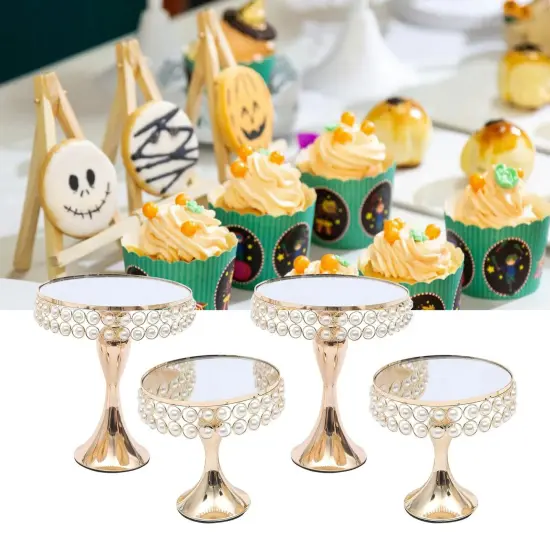 9pack Golden Cake Stand Tray 3-layer Tower Stand With Base Wedding Party Mirror {1}