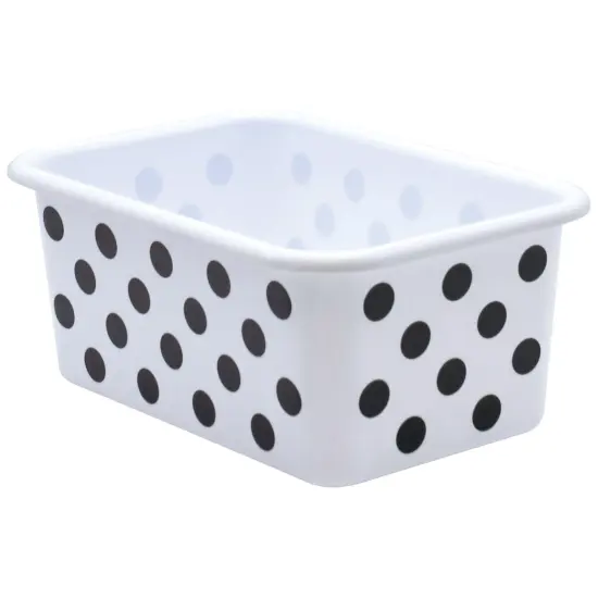 Black Polka Dots on White Small Plastic Storage Bin, Pack of 3 {2}