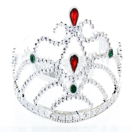 Silver Costume Tiara With Colored Stones Child {1}