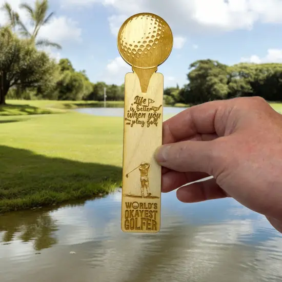 Bookmark - Worlds okayest golfer - birch wood {5}