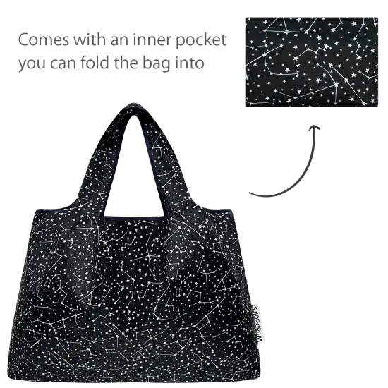 Wrapables Large Foldable Tote Nylon Reusable Grocery Bags, Constellations {5}