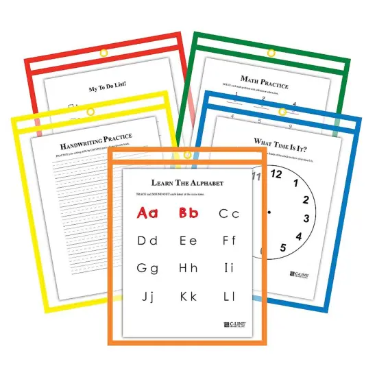 Reusable Dry Erase Pockets, Primary Colors, 9 x 12, Pack of 25 {2}