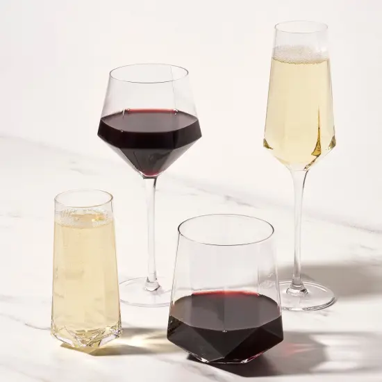 Seneca Crystal Faceted Wine Glasses  {3}