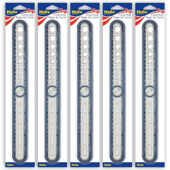 2-in-1 Circle Ruler Measuring & Compass Tool 12" / 30cm, Pack of 5 {1}