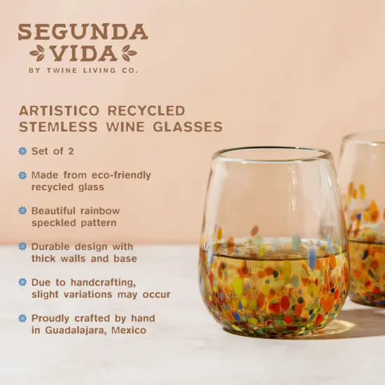 Artistico Recycled Stemless Wine Glass Set  {4}