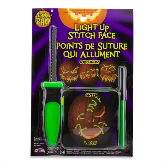 E.L.Stitch Face Pumpkin Carving Kit | Green {3}