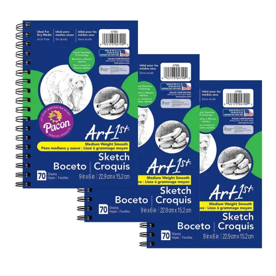 Sketch Diary, Standard Weight, 9" x 6", 70 Sheets, Pack of 3 {1}