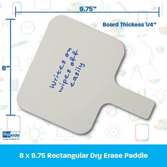 Single-Sided Rectangular Dry Erase Answer Paddle, 8" x 9.75", Pack of 12 {3}
