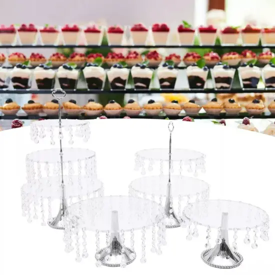 Cupcake Plates Holder Crystal Metal Wedding Party Dessert Stand Round 4 PCS {2}