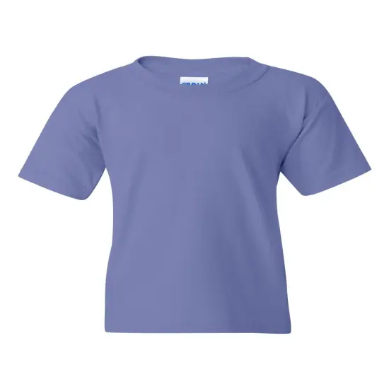 Gildan&reg; Youth Heavy Cotton T Shirt, Short Sleeve Crewneck Tee for Boys and Girls Violet {1}