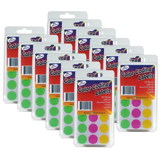 Color Coding Circle Labels, Neon, 180 Per Pack, 12 Packs {1}
