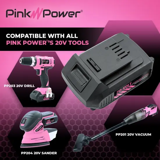 Pink Power 20V Lithium Ion Replacement Battery {3}