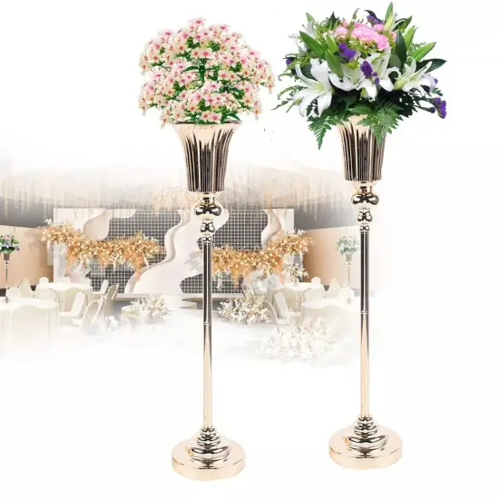2pcs Metal Wedding Flower Trumpet Vase Luxury Tabletop Party Centerpiece Decor {5}