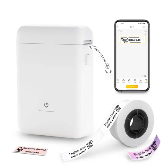 Label Maker Machine with Tape, HP2 Portable Bluetooth Label Printer for Storage, Shipping, Barcode, Office, Home, Organizing Mini Sticker Label Maker with Multiple Templates (White) {2}