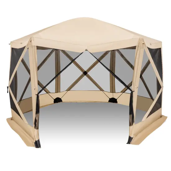 11.5 X 11.5 Ft Pop-up Screen House Tent With Portable Carrying Bag Coffee {3}