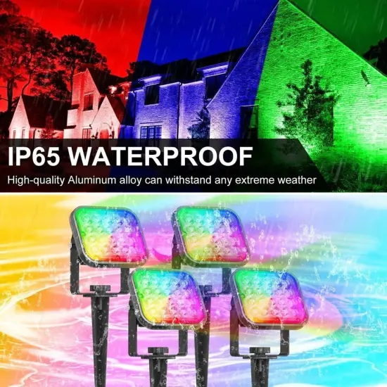 T-SUN RGB Solar Spotlight Outdoor Color Changing Spot Lights Waterproof Garden {3}