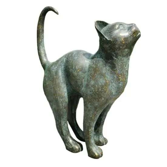 Cat Resin Bronze Lawn Porch Yard Home Garden Outdoor Sculpture Statue Decoration {1}