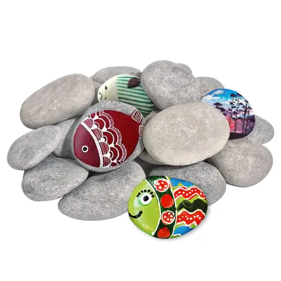 20 Pieces Large Painting Rocks, Natural River Rocks, Flat Rocks for Painting, 2-3 Inches Stones for Arts & Crafting {2}