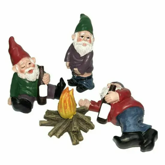 4PCS Fairy Garden Gnomes Accessories My Little Friend Drunk Gnome Dwarfs {1}
