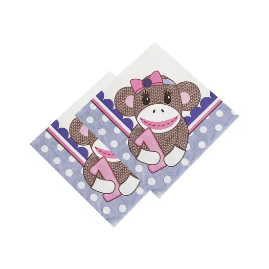 1st Birthday Miss Sock Monkey Luncheon Napkins 16 Pieces {5}