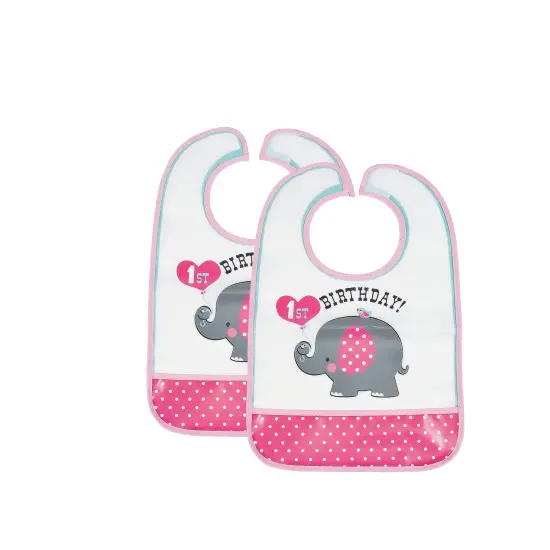Pink Elephant Birthday Bib {4}