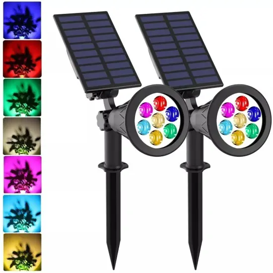 2 Pack RGB Solar Power 7-LED Spot Light Outdoor Yard Lawn Garden Pathway Lamp {1}
