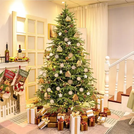 20 Pieces 2.16 inches Natural Wood Slices Craft Unfinished Wood kit Predrilled with Hole Wooden Circles for DIY Crafts Wedding Decorations Christmas Ornaments Arts Wood Slices {4}