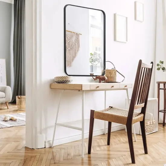 22" x 30" Wall-Mounted Wall Rectangular Wall Mirror Metal Frame Bathroom Indoor {4}