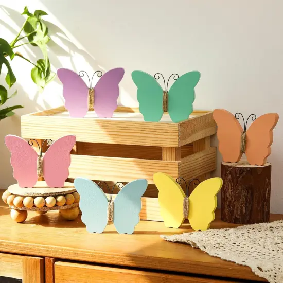 6 Pcs Spring & Summer Tiered Tray Decor - Wooden Table Decorations for Home & Farmhouse Shelf {6}