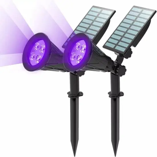 2Pack Solar Power Spot Lights LED Purple Garden Outdoor Path Landscape Wall Lamp {1}