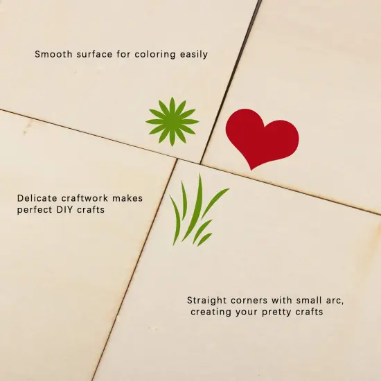 50 Pieces Unfinished Wood Pieces 4x4 Inch Square Blank Wooden,Wooden Cutouts for Crafts,Squares Cutout Tiles Unfinished Wood Cup Coasters Natural Slices Wooden Square Cutouts for Ornaments HomeDecoration {3}