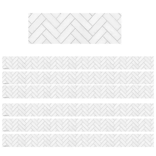 Modern Farmhouse White Herringbone Straight Border Trim, 35 Feet, 6 Packs {1}